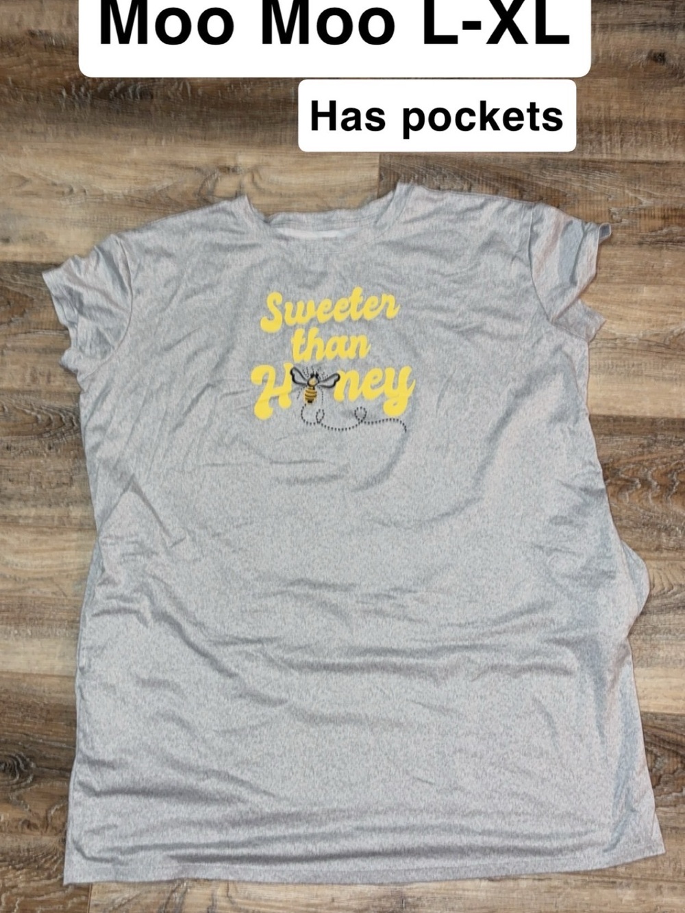 Sweeter Than Honey Gray Moo-Moo with Yellow Print